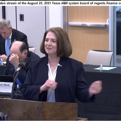 Texas A&M president Katherine Banks makes her first budget and capital improvement presentation to the board of regents