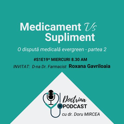 Medicament vs Supliment cu D-na Dr. Roxana GAVRILOAIA (Partea 2)- S1E19