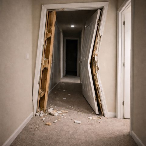 Doorframe splits without warning