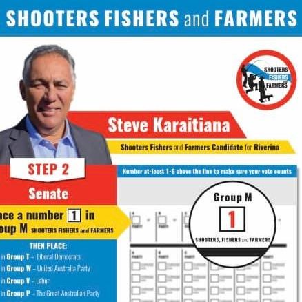 Steve Karaitiana. Shooters Fishers Farmers Party (@SFFAustralia) #Riverina candidate - from the boxing tent into the political ring