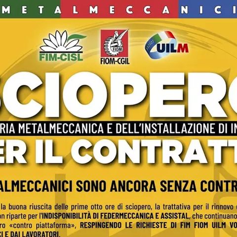Sciopero dei metalmeccanici, il 28 febbraio presidio a Potenza
