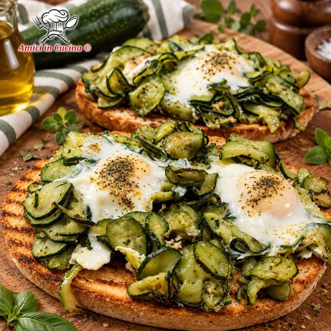 Bruschettone con zucchine e uova