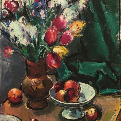 Anton Faistauer - Stillleben mit Blumen und Äpfeln