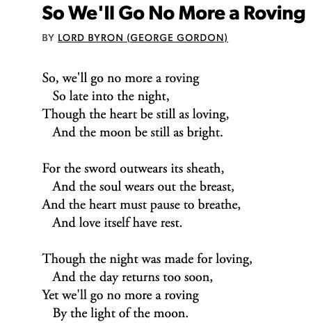 Lord Byron - So We'll Go No More a Roving