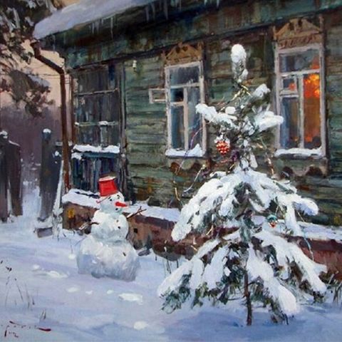 Картина Свиридова Зима в деревне