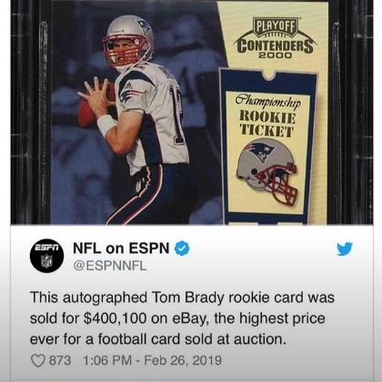 Tom Brady Rookie Card Auctions For Record Amount