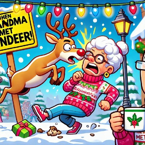 “When Grandma Meets a Reindeer: A Holiday Mishap for the Ages