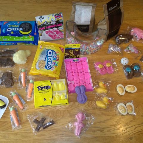 Unpacking Easter Presents from Uncle Pat