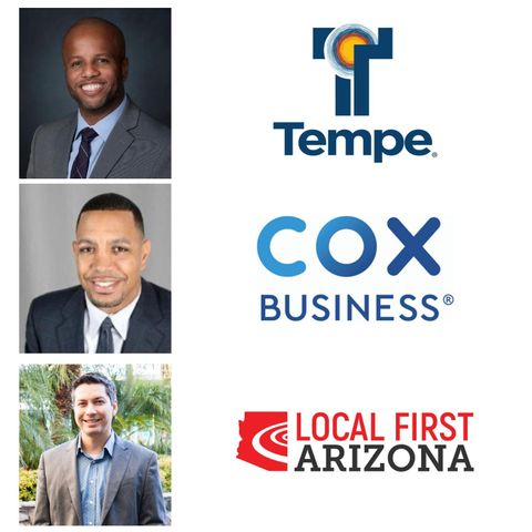 COLLABORATIVE CONNECTIONS City of Tempe Mayor Corey Woods Thomas Barr with Local First Arizona and Jihan Cottrell with Cox Business