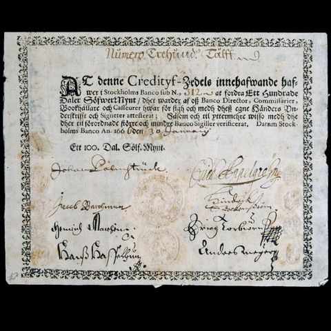 Palsmtruchers, los primeros billetes modernos