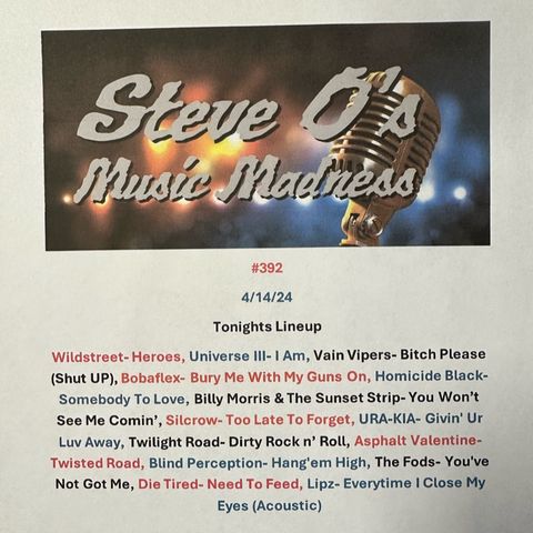 Steve O’s Music Madness show #392 041424
