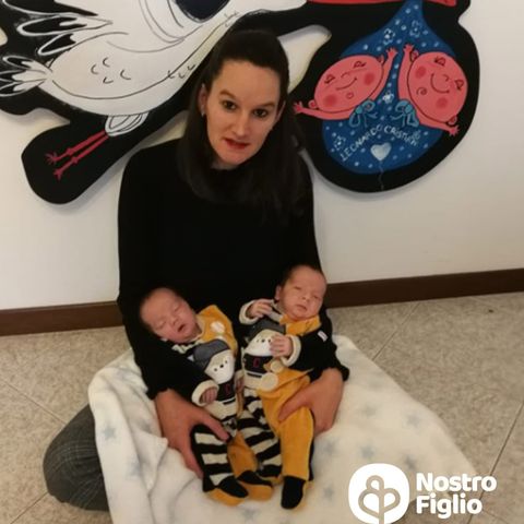 Elisa e i suoi gemellini Cristian e Leonardo, nati prematuri