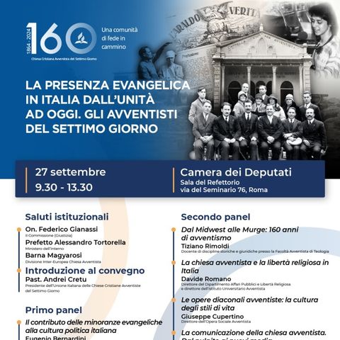 By Hopemedia.it/Notizie Avventiste - 160 anni. Convegno celebrativo Camera dei Deputati 27/9/24 -