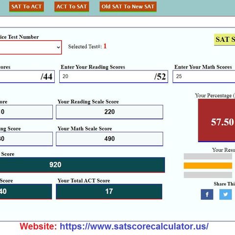 SAT Score Calculator And ACT Score Calculator