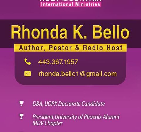 Diary of Pastor Rhonda Bello 2 September 2015