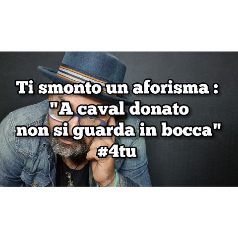 Episodio 1391 - Ti smonto un aforisma : 
"A caval donato
non si guarda in bocca"
#4tu #notte #pensieri #tismontounaforisma