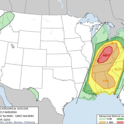 Severe weather outlook April 2nd 2024