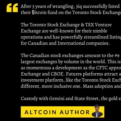 Success! - Bitcoin Fund on Toronto Stock Exchange