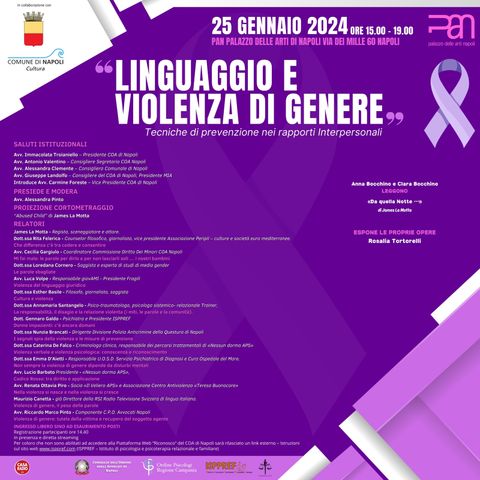 Linguaggio e violenza di genere il 25 Gennaio 2024 al PAN a Napoli: ce ne parla l'avv. Alessandra Pinto