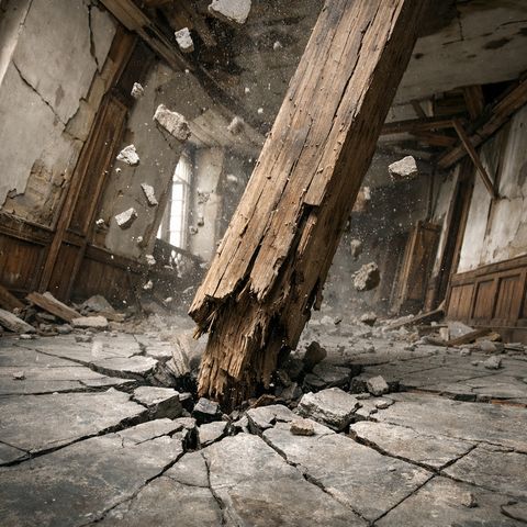 A beam snaps the floor
