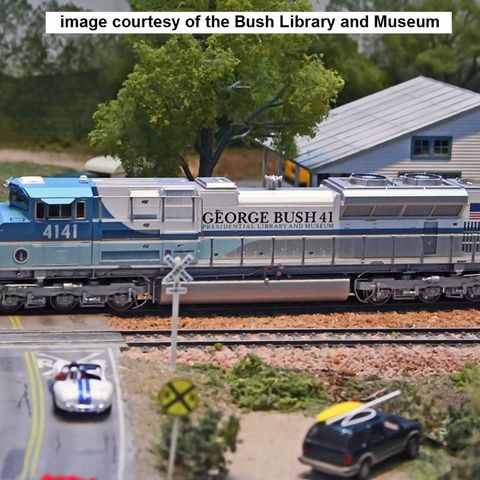 Bush Library & Museum rotunda hosting an award winning model train display