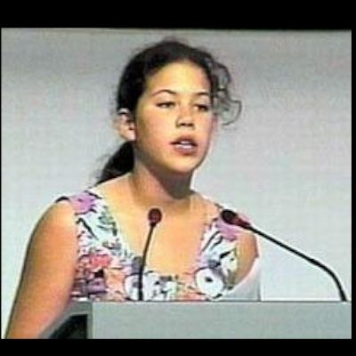 Severn Suzuki, 12 years old giving speech to United Nations in 1992.