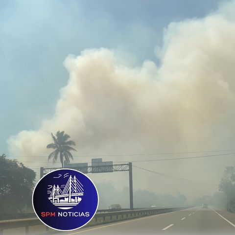Incendio cerca de la Autovía del Este, tramo carretero San Pedro - Juan Dolio.