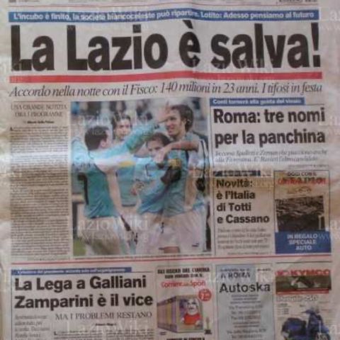 Lazio-Quando rischió il fallimento nel 2004