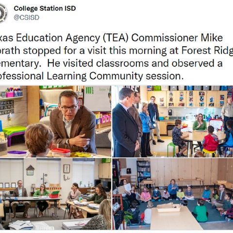 College Station ISD's Forest Ridge elementary school still riding the high from a visit by the Texas education commissioner