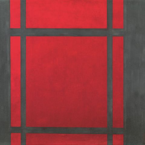 Markus Prachensky - Komposition Rot auf Grau
