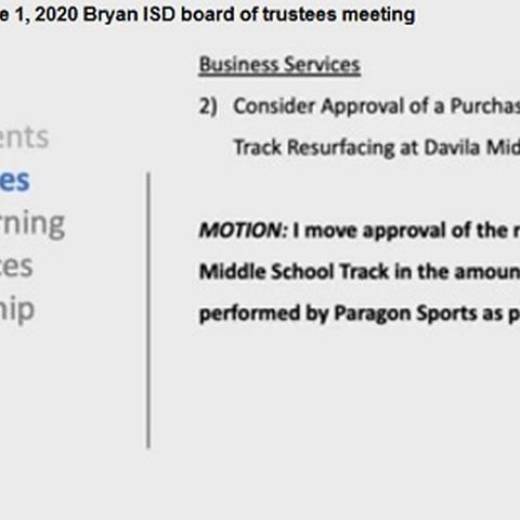 Bryan ISD school board has money from 2005 bond issue to resurface the track at Davila Middle School