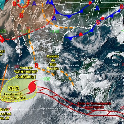 Genevieve es huracán categoría 1 y provocará fuertes lluvias en varios estados del país