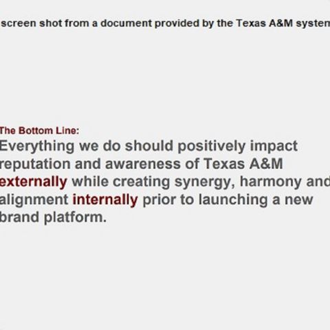 Texas A&M's upcoming marketing message is shared with the board of regents