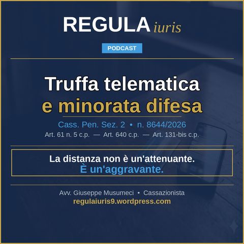 Truffa telematica e minorata difesa