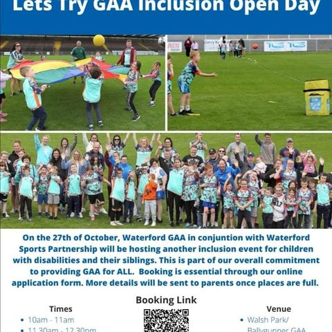 Eoin Morrissey, Waterford GAA Coaching Officer Re Lets Try Inclusion Open Day, and other Deise Og projects...