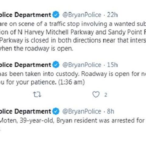 Multiple Bryan police officers wait more than five hours for a wanted man to exit his vehicle