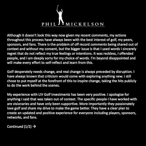 Phil Mickelson's Apology from Alan Shipnuck's Quote & the Firestorm that Followed Commentary