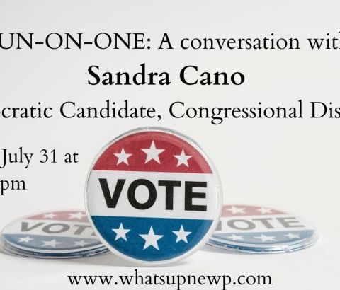 Sandra Cano, a Democratic Candidate for Congressional District 1, chats with What'sUpNewp
