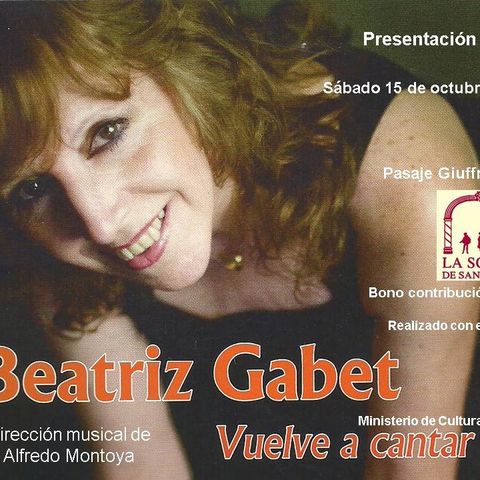 Beatriz Gabet vuelve a cantar 15 DE OCTUBRE 18 hs