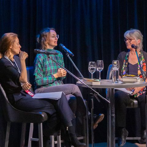 Catherine Leroux and Anne Berest in conversation with Susan Ouriou, Imaginairium Festival, Oct. 2023, recorded at Memorial Park Library
