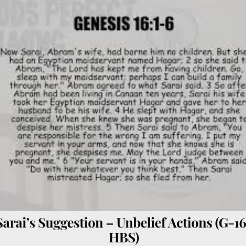 Sarai's Suggestion - Unbelief Actions Discussion