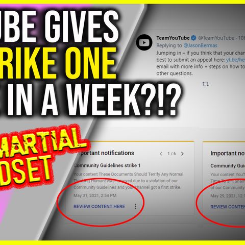 Mixed Martial Mindset:YouTube Gave Me Strike 1 Twice This Week And Oh Yea They Think They Terminated My Channel Again
