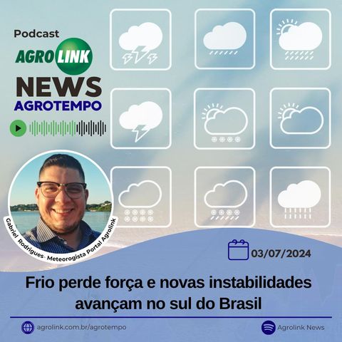 Frio perde força e novas instabilidades avançam no sul do Brasil