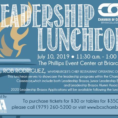 Whataburger's SVP/chief restaurant operating officer is speaking at the B/CS chamber of commerce leadership luncheon