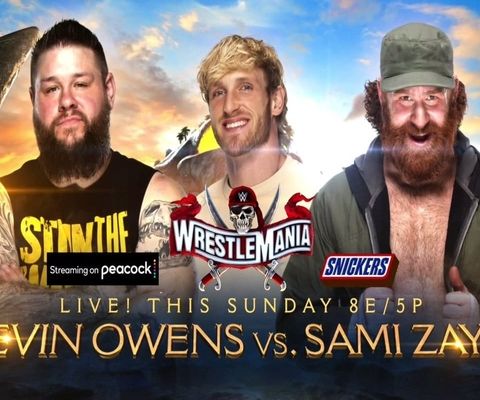 WrestleMania 37 Kevin Owens vs. Sami Zayn with Logan Paul Alternative Commentary