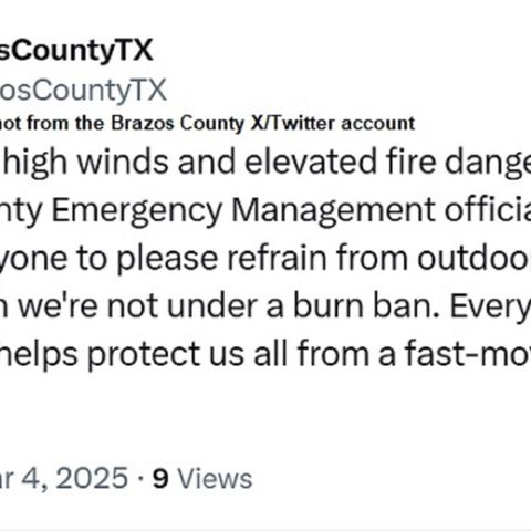 Not enough rain to reduce wildfire danger in Brazos County