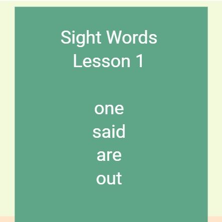 Sight Words Lesson 1