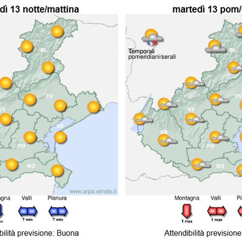 Previsioni 13-15 agosto: caldo in leggera attenuazione, possibili piogge pomeridiane in montagna