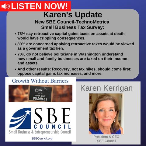 On heels of Senate infrastructure bill passage, latest SBE Council small business survey shows great concern about possible tax increases.