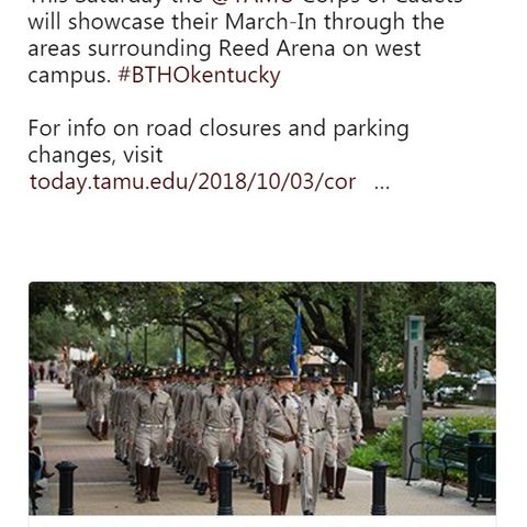 Traffic changes for Saturday's Texas A&M-Kentucky game due to Corps of Cadets march in from west campus